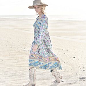 Peacock Oasis Peasant Dress